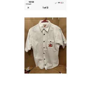 PIRANA JOE Mens White Short Sleeve Button Up Shirt Fish Graphic Size XXL